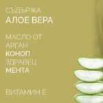 Съставки на крем Cibly: алое вера, масло от арган, коноп, здравец, мента и витамин Е.