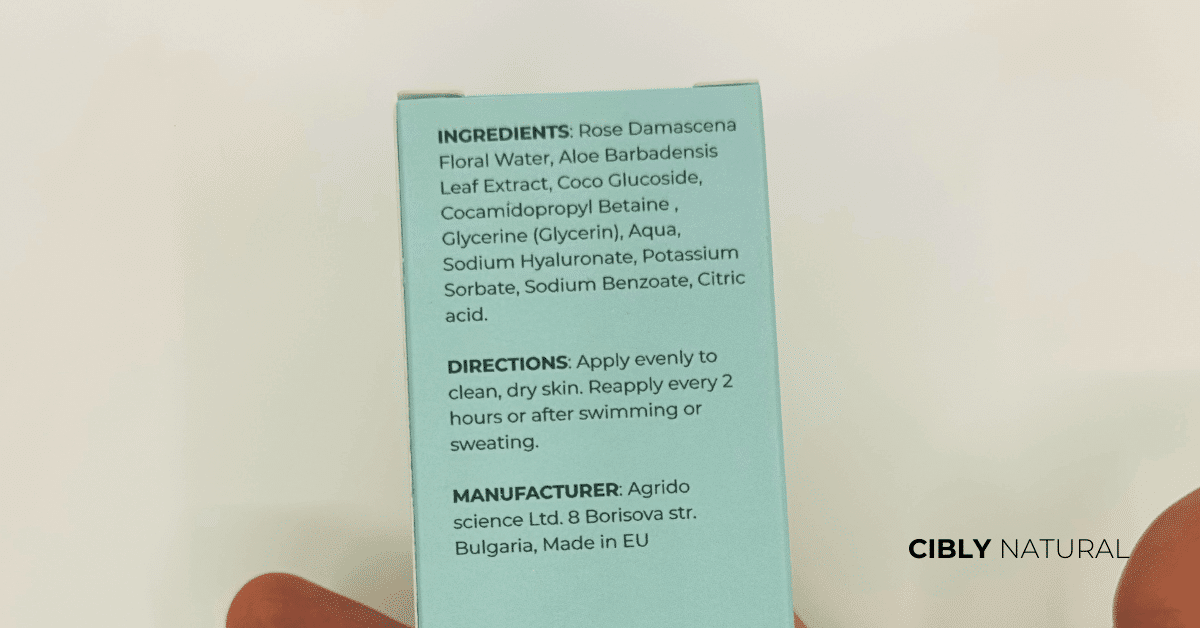 Етикет на козметичен продукт с маркирани хидратиращи съставки