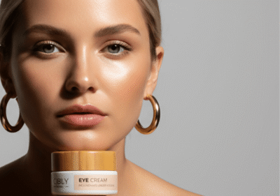 Жена на 30+ години нанася околоочен крем против бръчки с правилна техника