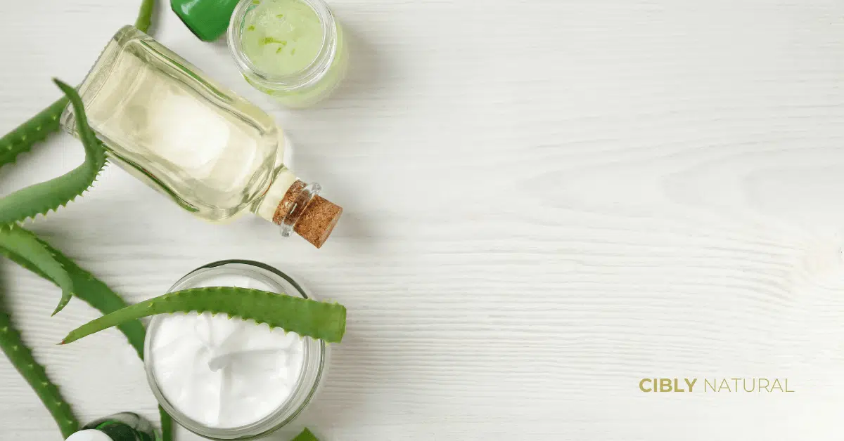 Лист алое вера разрязан наполовина с видим прозрачен гел – основна съставка в крем за лице