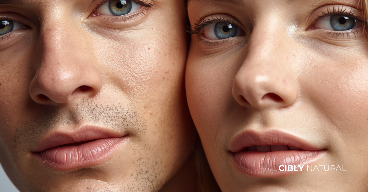 Сравнение на мъжка и женска кожа под микроскоп – по-дебела дерма, по-големи пори, повече себум при мъжете