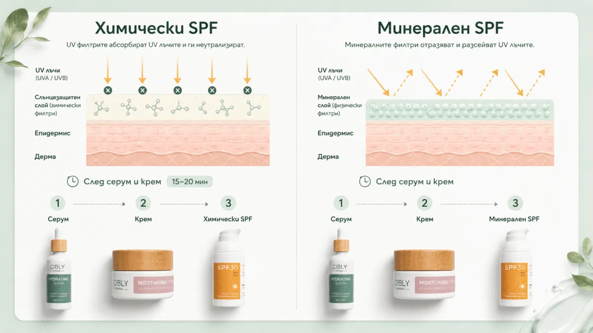Разлика между химически и минерален SPF – как работят и в какъв ред се нанасят